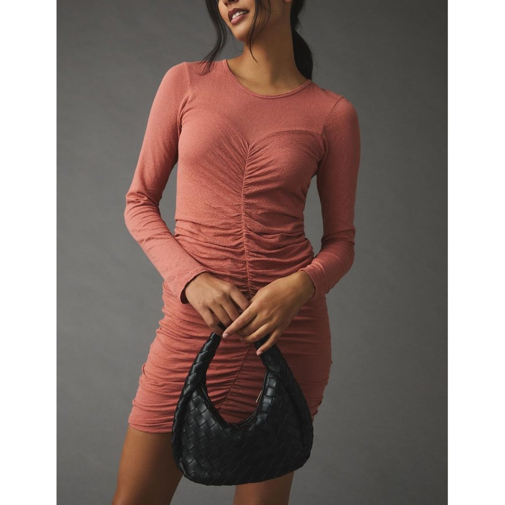 Anthropologie Sundry Ruched Sweetheart Dress Honeysuckle XS (0 - 2)